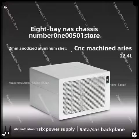 8-Bay NAS Case Anodized Aluminum ATX Motherboard SFX Half Height PCIE Supports FeiNiu Black Synology
