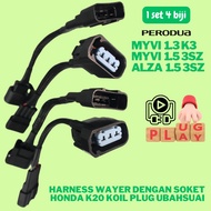PERODUA MYVI ALZA Harness Socket For Honda K20 Plug Coil Modification (Plug & Play) Harness Soket K2