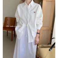 KEMEJA KATUN 82310 (REAL PIC) Ribbon Coquette Embroidery Basic Oversized Shirt Ribbon COTTON Shirt/ 