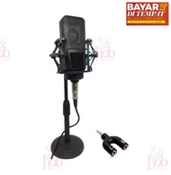 TaffSTUDIO GMark LGT240 Mikrofon Condenser Microphone Stand Mic Meja Podium + Splitter