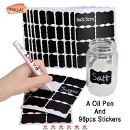 FKILLAONE 96pcs/set Labels Stickers Jam Jar Chalkboard Waterproof Blackboard Label