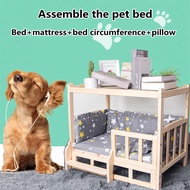 ที่นอนสุนัข ที่นอนแมว บ้านหมา บ้านแมว เตียงสัตว์เลี้ยง เตียงไม้ เตียงสัตว์เลี้ยงไม้สองชั้นหรูหราพร้อ