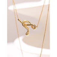 18k Gold Necklace Female Genuine Pure k Gold Zodiac Snake Pendant au750 Colorful Gold Necklace Femal