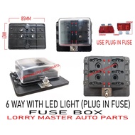 6WAY FUSE BOX WITH LED LIGHT (PLUG I NFUSE) UNIVERSAL FOR CAR LORRY TRUCK BUS J114S1513