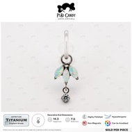 FiBiCandy CHRM012 Villie Charm ASTM F136 Titanium Earring Dangling Synthetic Opal Clear CZ