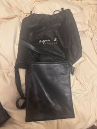 Agnes B. Voyage手袋 Black Leather Shoulder Bag/Messenger Bag