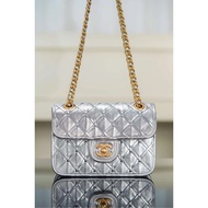 Chanel Show New Style Braided Chain Bag Silver