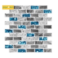 Vivid Tiles Blue Peel and Stick Tiles 3D Brick Effect Waterproof Kitchen Backsplash Decor Self Adhesive Wallpaper