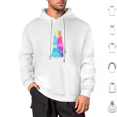 Two Princesses Watercolor Silhouette Hoodies Long Sleeve Anna Elsa Princess Princesses Queen 2 Olaf 