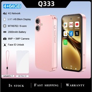 New Mini Q333 4G Smartphone 4GB RAM 64GB ROM Android 12.0 Octa-core CPU 8MP Rear Camera Dual SIM 200