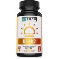 Zhu D3+K2-Vitamin D3K2 Women & Men Immune Support Vitamin D3 and K2 Vegan Formula Contains 5,000IU V