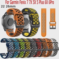 22 26mm Watch Band Strap For Garmin Fenix 7 7X 5X 5 Plus Fenix 6X 6Pro Smartwatch Silicone Easyfit WristBand Bracelet Watchband
