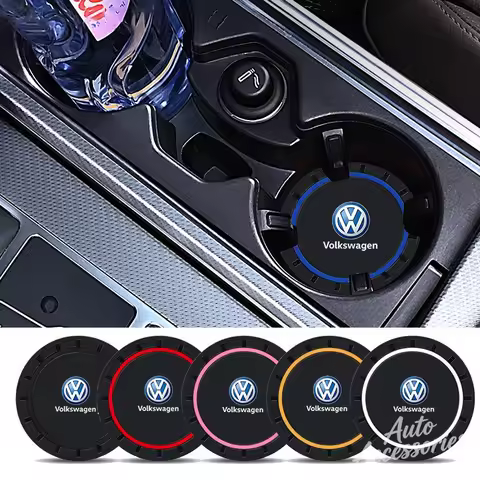 2Pcs PVC Silicone Car Coaster Water Cup Slot Non-Slip Pad Drink Mat For Volkswagen VW Golf 7 MK7 Gol