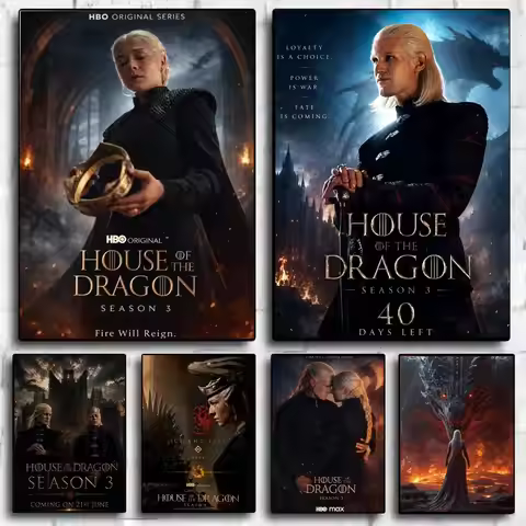 G-Game of Thrones H-House of the Dragon 3 Poster Modern Aesthetic Wall Art Poster Minimalist Room De