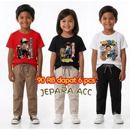 90 thousand package gets 6 pcs 3 T-shirts + 3 Fashion Pants boys' chinos pants