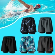 2 In 1 Quick Dry Running Gym Swim Shorts Swimming Trunks With Compression Liner C4a8