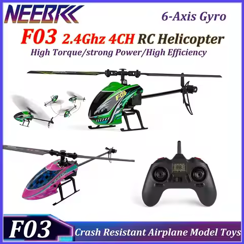 NEEBRC F03 RC Helicopter 2.4Ghz 4CH 6-Axis Gyro RTF Gift Remote Control Crash Resistant Airplane Mod