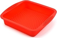 10" Nostick Rectangle Silicone Cake Pan Baking Plate Pans Bake Tray Mold - Red