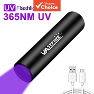 UV LED Flashlight, Black Light, 365nm Detection Light, USB Charging