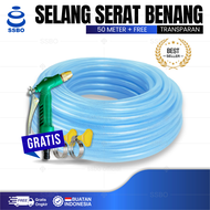 SELANG AIR 1/2 5/8 3/4 1 INCH SERAT BENANG TRANSPARANT 1 ROL 50 METER SELANG TAMAN PERKEBUNAN MURAH