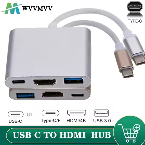 USB 3.1 Converter Usb C to HDMI Type C Hdmi Adapter 3 in 1 Type C to hdmi HDMI/USB 3.0/Type-C Alumin