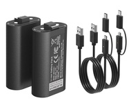 ElecGear Xboxコントローラー用リチウムイオンバッテリーパック、2個1200mAh Li-ion充電式交換用バッテリー電池、2本データおよび充電USBケーブル付き Xbox Series X