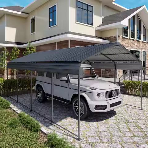 Heavy Duty 12x20x8.7 FT Carport with Galvanized Steel Roof Metal Carport Canopy Car Shelter Garage f