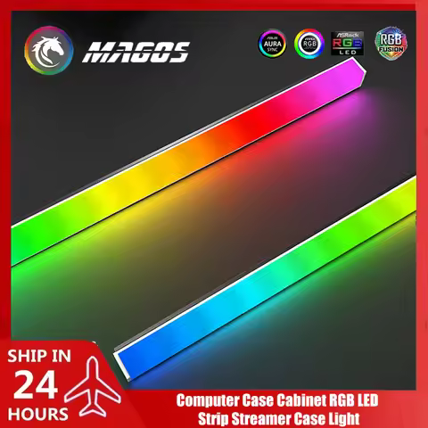 Desktop Computer Cabinet RGB LED Strip Streamer Chassis Light, 5V ARGB M/B SYNC, Aluminum Dual Side 