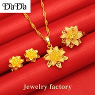 [3 in 1 set] Original 916 Gold Korea Bangkok Women Jewelry lotus necklace ring earring jewelry