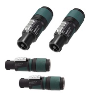 Neutrik NL4FXX-W-S (4pk) 4-Pole speakON Cable Connector, Green Bushing Screw Terminal Assembly, for