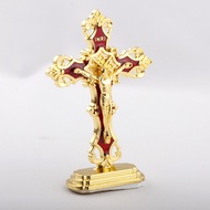 Christian Catholic Gold Color Jesus Cross Statue Alloy Figurine Home Altar Prayer Room Decor Gift Ch