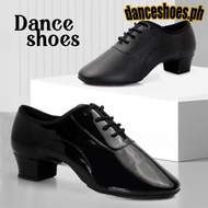 Men's International Standard Latin Dance Shoes Low Heel Bright Leather Latin Dance Heel Height 2CM