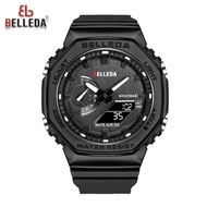 BELLEDA 9529 KARET Jam Tangan Pria Digital LED Pria Kasual Tahan Air Olahraga Jam Tangan DUAL TIME