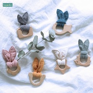 1Pc Mini Animal Rabbit Ears Bpa Free Wooden Teethers Baby Rattles Crib Mobiles New Born Baby Toys