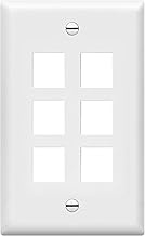 ENERLITES 6-Port Keystone RJ45 Wall Plate, Cat7 Cat6 Cat5 Compatible, for Voice/Data and Audio/Video