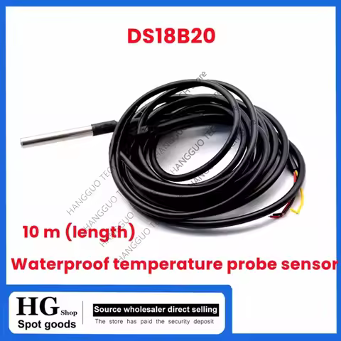 DS18B20 10m (length) 5M (length) Waterproof DS18b20 Temperature probe Sensor 18B20 stainless steel p