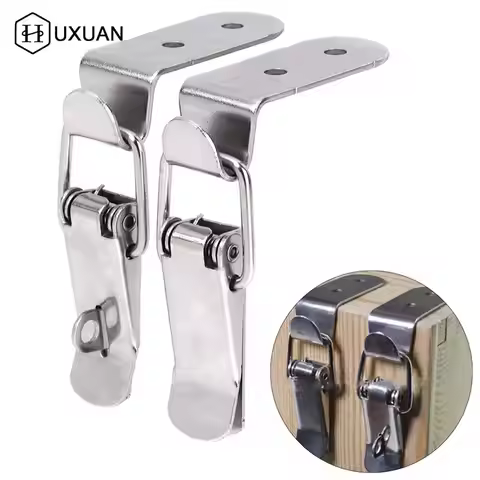 90 Degrees Duck-mouth Buckle Hook Lock Iron Spring Loaded Draw Toggle Latch Clamp Clip Silver Hasp L