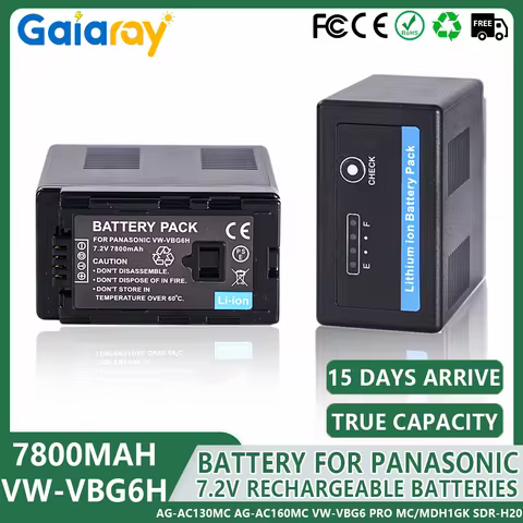 VW-VBG6H VBG6H Rechargeable Battery 7800mAH For Panasonic AG-AC130MC AG-AC160MC VW-VBG6 PRO MC/MDH1G