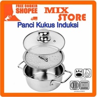 Steamer Pot Induction Cooker Steamer Stainless Glass Lid Multipurpose Pot Induction Cooker