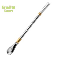 [EruditeCourtS] Reusable Metal Filter Drinking Straw Creative Stainless Steel Coffee Tea Spoon Straw Detachable Spoons Drinking Straw Bar Tools [NEW]