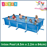 SwimHappy INTEX 28273 Pool (Size: 4.5m x 2.2m x 84cm) (Tag: Intex Rectangular Frame Pool 4.5m, Bestw