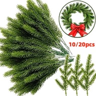 10/20Pcs Artificial Pine Tree Branches Green Plants Pine Needles DIY Gifts Candy Box for Garland Wreath Christmas Embellishing and Home Garden Decor