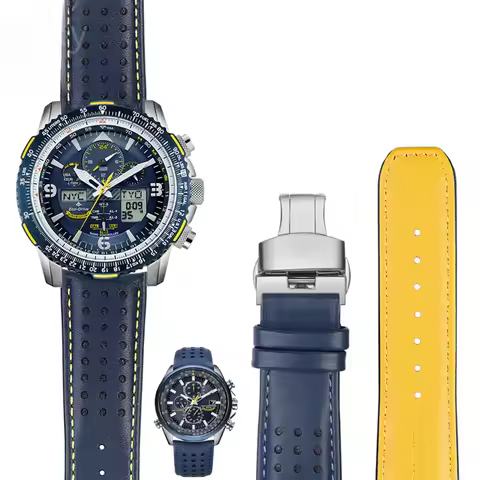 For Citizen Blue Angel Breathable Watch Strap At8020 Air Eagle Jy8078 22 23 Arc Replace Original Blu
