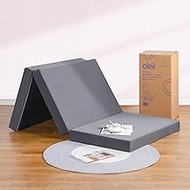 Olee Sleep Tri-Fold Single Mattress, 3.9 inches (10 cm) Thick, Gray, Memory Foam, Memory Foam, High