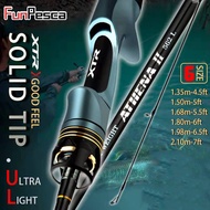 FunPesca 1.35m-2.1m Carbon Lure Fishing Rod UL Power Solid Tip Soft Slow Fishing Rod 2 Sections Ultra Light 4.5ft/5ft/5.5ft/6ft/6.5ft/7ft Trout Fiber Fishing Tackle
