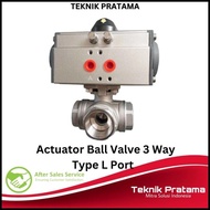 =DISKON TOKO= Actuator Ball Valve 3 Way Type L Port Double Acting Size