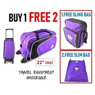 TROLLEY TRAVEL BAG 22''INCH (BUY 1 FREE 2) TRAVEL BAG TOTES&DUFFEL