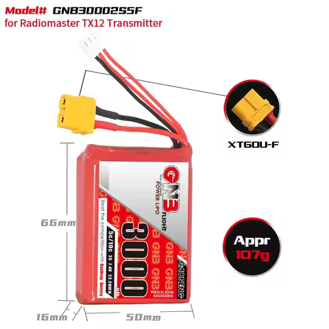 GAONENG GNB 3000mAh 2S 7.4V 5C Lipo Battery With XT60 Connector For Radiomaster TX12 Transmitter TX 