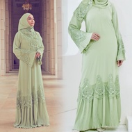 Sulam pleated abaya jubah women maternity dress long sleeve plus size maxi dress lace nikah bridesma