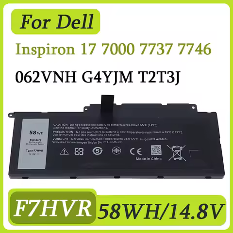 New F7HVR Laptop Battery for Dell Inspiron 17-7000 T2T3J 062VNH 15-7537 G4YJM 14.8V 58WH
